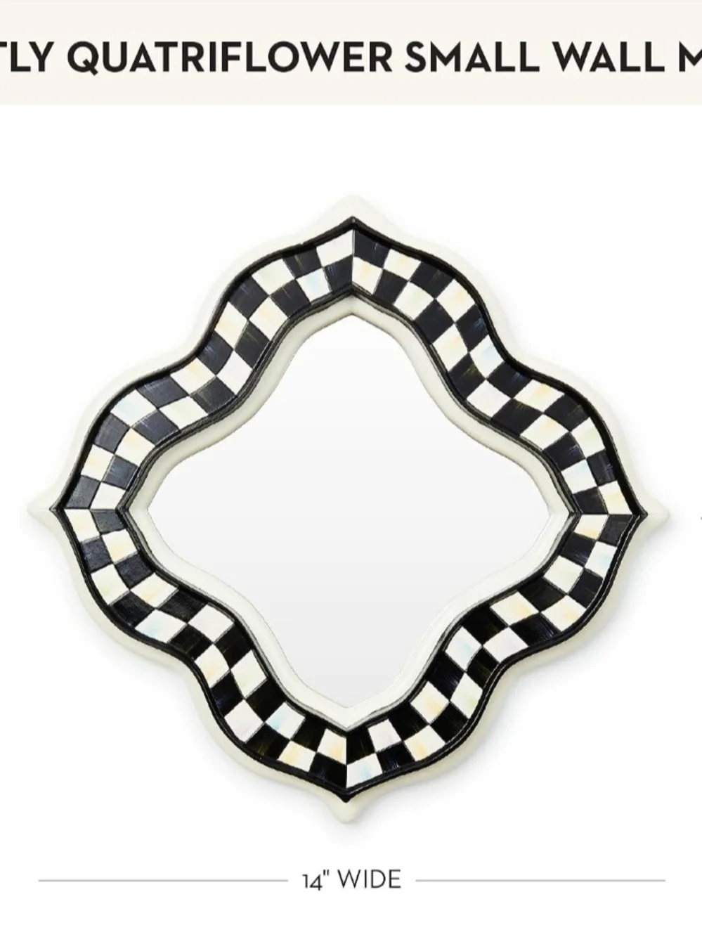 NEW MACKENZIE-CHILDS Quatriflower Wall Mirror, Diamond Mirror Wall Decor. 14×14